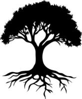 Silhouette Tree of Life with Roots for Art Design and Tattoo vector