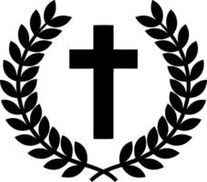 Cross Emblem with Laurel Wreath Symbolizing Faith and Victory Design vector