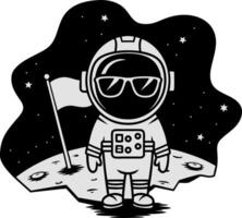 Cool Astronaut on Lunar Surface with Flag Illustration vector