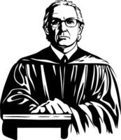 Serious Judge in Robe Line Art for Legal Illustrations and Educational Use vector