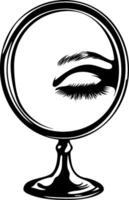 Surreal Eyelashes Reflection in Round Table Mirror Art vector