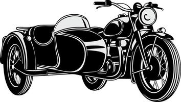 Vintage Motorcycle with Sidecar Retro Illustration for Design Projects vector
