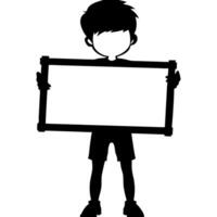 Silhouette Child Holding Blank Sign for Customizable Message Design vector