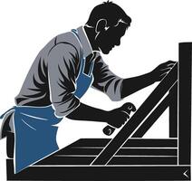Carpenter Silhouette Crafting Woodwork in Workshop Illustration vector
