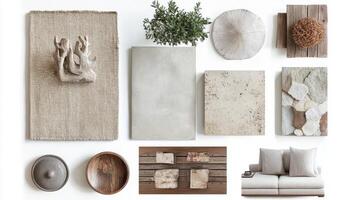 A collection of different objects and plants photo