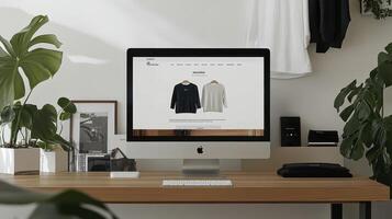 A desktop computer with a shirt on it photo