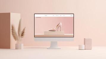 A computer screen with a pair of shoes on it photo
