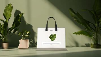 A shopping bag with a plant on it photo