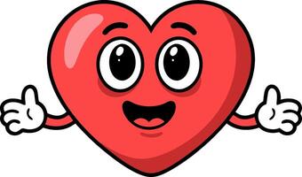 Cute Smiling Red Heart Character with Arms for Valentine's Day and Love Themes vector