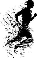 Dynamic Silhouette Running Athlete with Splatter Effect vector