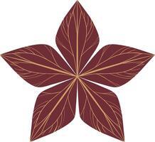 Maroon Five-Point Leaf Design for Nature and Art Projects vector