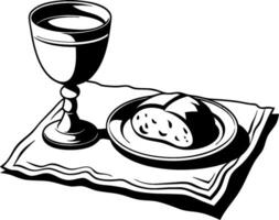 Communion Chalice and Bread Illustration for Religious Use vector