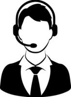 Silhouette Customer Support Representative with Headset for Business Use vector