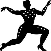Dynamic Dancer Silhouette with Star Patterns for Artistic Design and Tattoo Inspirations vector