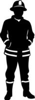 Silhouette of Firefighter in Uniform Art for Illustration and Design Projects vector