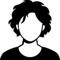 Black Silhouette of Faceless Person with Curly Hair for Artistic Design Projects vector