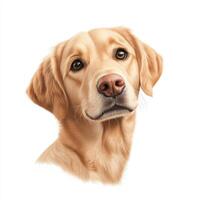 lifelike portrait of golden retriever with expressive eyes and gentle expression, showcasing dog friendly nature and soft fur photo