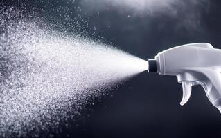disinfectant fogger sprays fine mist, creating cloud of disinfectant in air, showcasing its effectiveness in sanitizing spaces photo