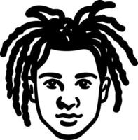 Black and White Illustration of Young Person with Dreadlocks for Artistic Projects vector