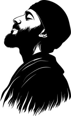 Bearded Man in Beanie Side Profile Silhouette Art for Tattoo and Design