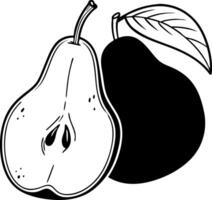 Black and White Pear Illustration for Culinary and Botanical Designs vector