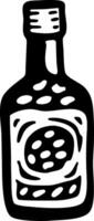 Black and White Retro Bottle Illustration for Design and Print Media vector