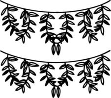 Black Leaf Garland for Decor and Crafts Use in Invitations and Designs vector