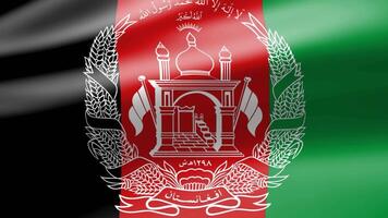 Afghanistan flag in close up moves in waves in the wind with reflecting light on the smooth silky surface. video