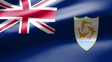 Anguilla flag in close up moves in waves in the wind with reflecting light on the smooth silky surface. video