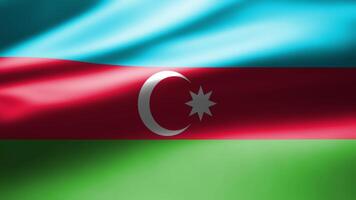 Azerbaijan flag in close up moves in waves in the wind with reflecting light on the smooth silky surface. video