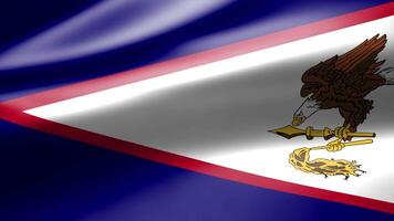American Samoa flag in close up moves in waves in the wind with reflecting light on the smooth silky surface. video