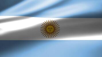 Argentina flag in close up moves in waves in the wind with reflecting light on the smooth silky surface. video