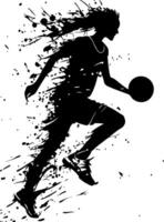 Dynamic Female Basketball Player Silhouette Art for Design and Prints vector