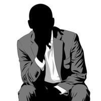 Businessman in Deep Contemplation Silhouette for Professional Use vector