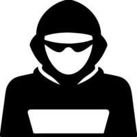 Cybersecurity Threats Hacker with Laptop Silhouette vector
