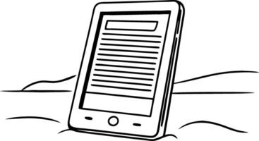 Ereader on Beach Sand Minimalist Illustration for Digital Reading Concepts vector