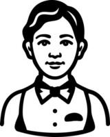 Portrait Illustration of a Waiter in Uniform with Bow Tie for Restaurant Branding vector