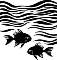 Elegant Fish Silhouette with Wavy Lines for Art and Design Projects vector