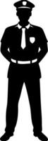 Silhouette of Police Officer Standing Security for Design Projects vector