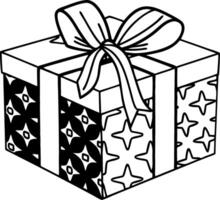 Decorative Gift Box with Bow and Patterned Wrapping Illustration vector