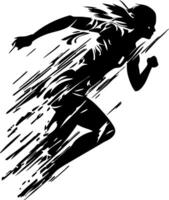 Dynamic Silhouette of Running Woman Art Design for Fitness Themes vector