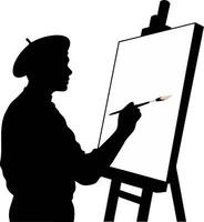 Silhouette Artist Painting on Canvas Illustration for Art Projects and Design vector