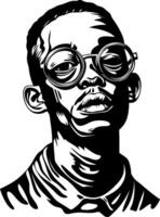 Modern Artistic Portrait of Man with Large Round Glasses for Tattoo and Design Use vector