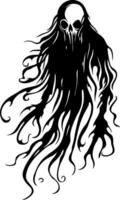 Mysterious Ghostly Figure with Flowing Smoke Effect for Tattoo or Halloween Design vector