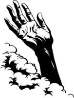 Dramatic Hand Reaching Through Clouds Art for Creative Projects vector
