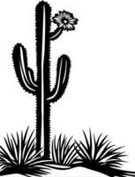 Minimalist Desert Cactus Illustration with Blooming Flower for Art and Design Projects vector