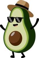 Cool Avocado Character with Sunglasses and Hat for Fun Illustrations vector