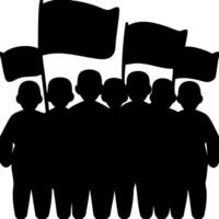 Silhouette Crowd Holding Flags Representing Unity and Protest in Art vector