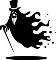 Mysterious Ghostly Figure in Top Hat and Suit with Flowing Cape vector