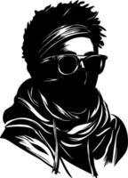 Mysterious Figure in Bandana and Sunglasses Art for Design Projects vector